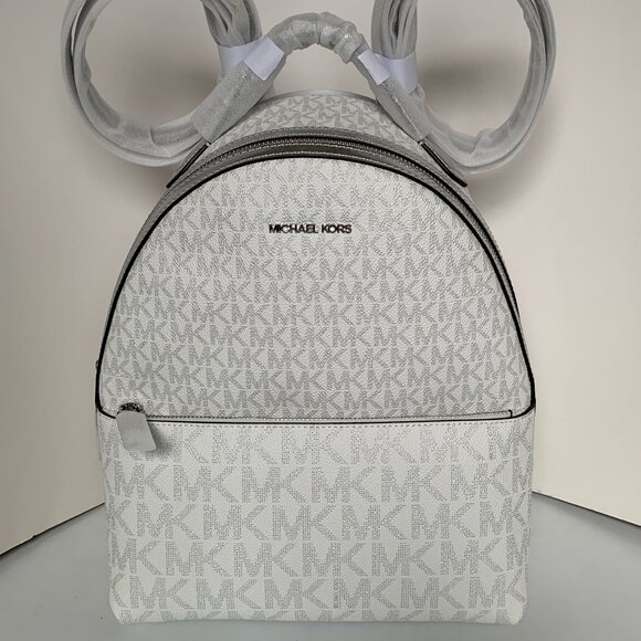Michael Kors Sheila Medium Logo Backpack. Silver - Picture 1 of 5